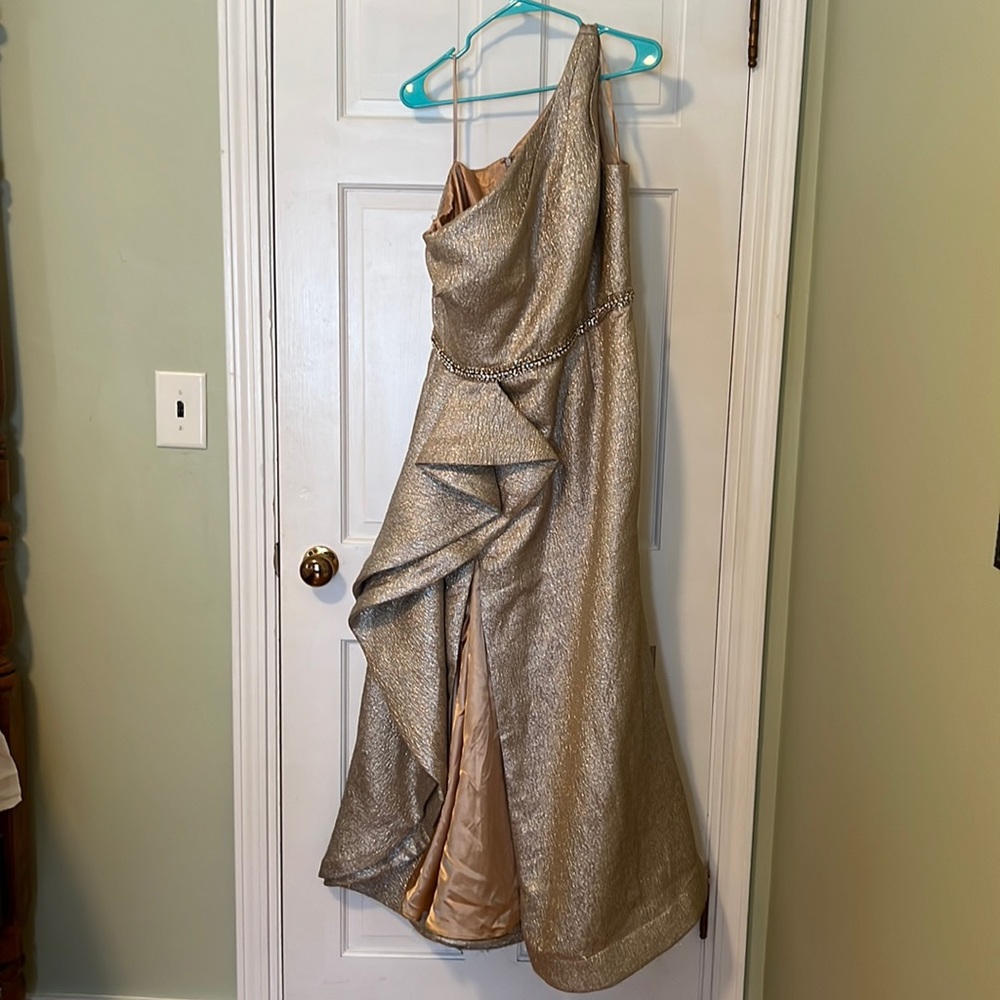Gold one shoulder gown